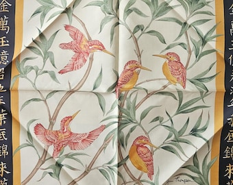 Perfect x Fall. NWT Set of 8 (4/4) Jim Thompson THAI Silk Placemats, Hand Rolled Napkins, BIRDS. Spice Tones Cream Black. Orig. Bag & Care