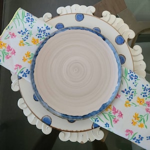 Finally Spring, Set of 6 Vintage Floral Cotton Napkins, Soft White Background and LOVELY Yellow, Pink & Blue Flowers, Yellow Serge