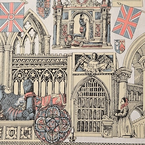 Stunning CANTERBURY CATHEDRAL, Pat Albeck Linen Cotton Kitchen Tea Towel or Topper, Made in UK