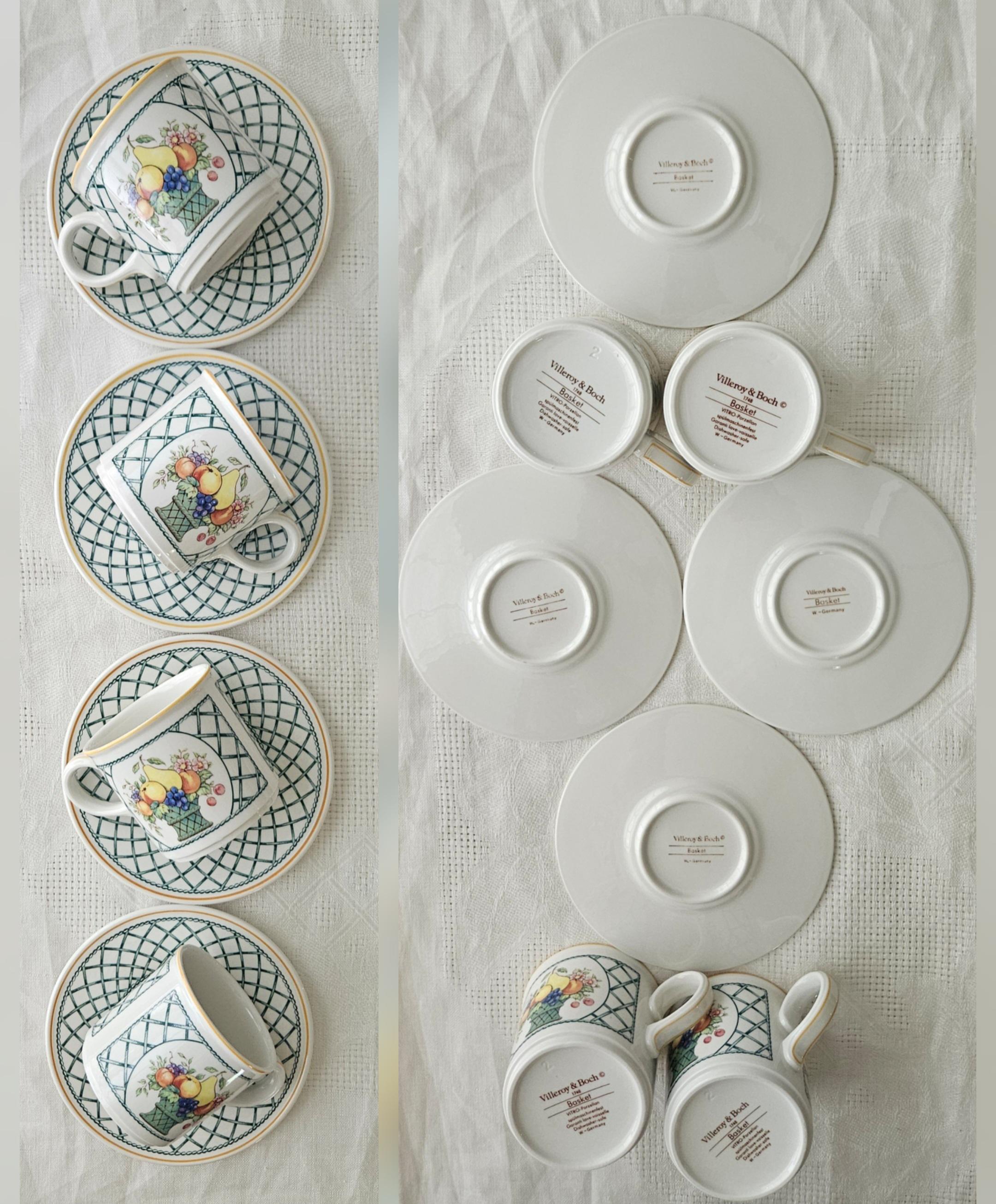Villeroy & Boch べネディクト  アフリカシリーズ BASKET by VILLEROY & BOCH. Set of 4 Porcelain Flat Cups (2