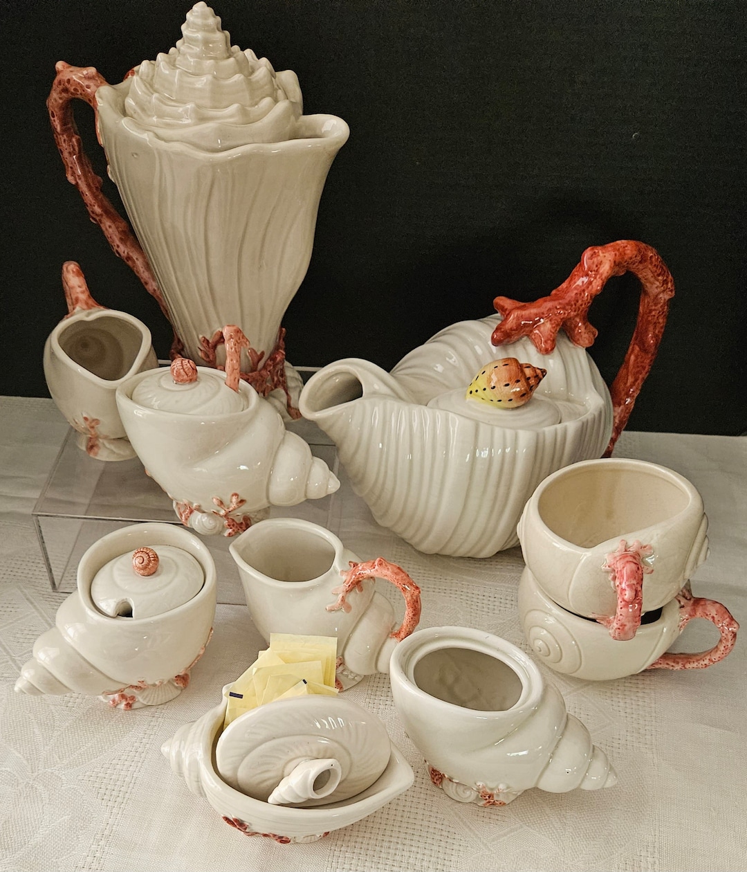 Refined COASTAL, Vintage 1977-89 Fitz and Floyd Oceana, Pink Coral