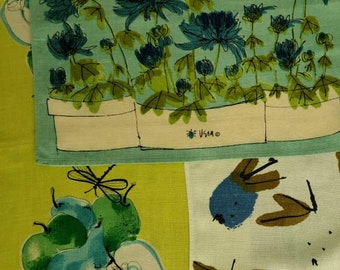 VERA INSTANT COLLECTION:  Flowers and Fruit, Vintage Signed Vera Neumann Linen Kitchen Tea Towels, Sold Separately