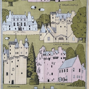 NEW Vintage Pat Albeck for National Trust for Scotland Linen Kitchen Tea Towels Toppers: The Castles of Mar