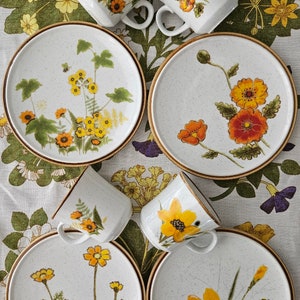 Sempre ENSOLARADO. Misture e combine louças MIKASA com flores naturais (4 designs/conjuntos de 2). Do Jardim, Sol do Sul, Papoulas, Floração Cheia.