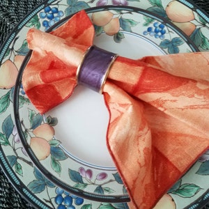 Set of 4 UNIQUE Vintage RETRO Vera Neumann COTTON Geometric Print Burnt Rust Orange Coral Napkins