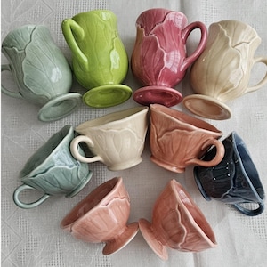 Must Have x DREAMY Tablescape#3, USA Metlox Poppy Trail Vernon Lotus Cups, Mugs, Dessert and Crescent, Saucers & Bread in Various Colors.