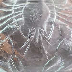 COASTAL LOBSTERS, Rare and Hard to Find MCM Vintage Thick Oval Pressed Clear Glass Lobster Serving Decor Dish Tray Platter