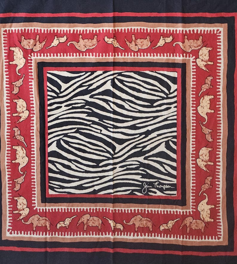 EXOTISCH. Set mit 6 gebrauchten Jim Thompson THAI Servietten aus Baumwolle. Elefanten und Floral. Bild 11
