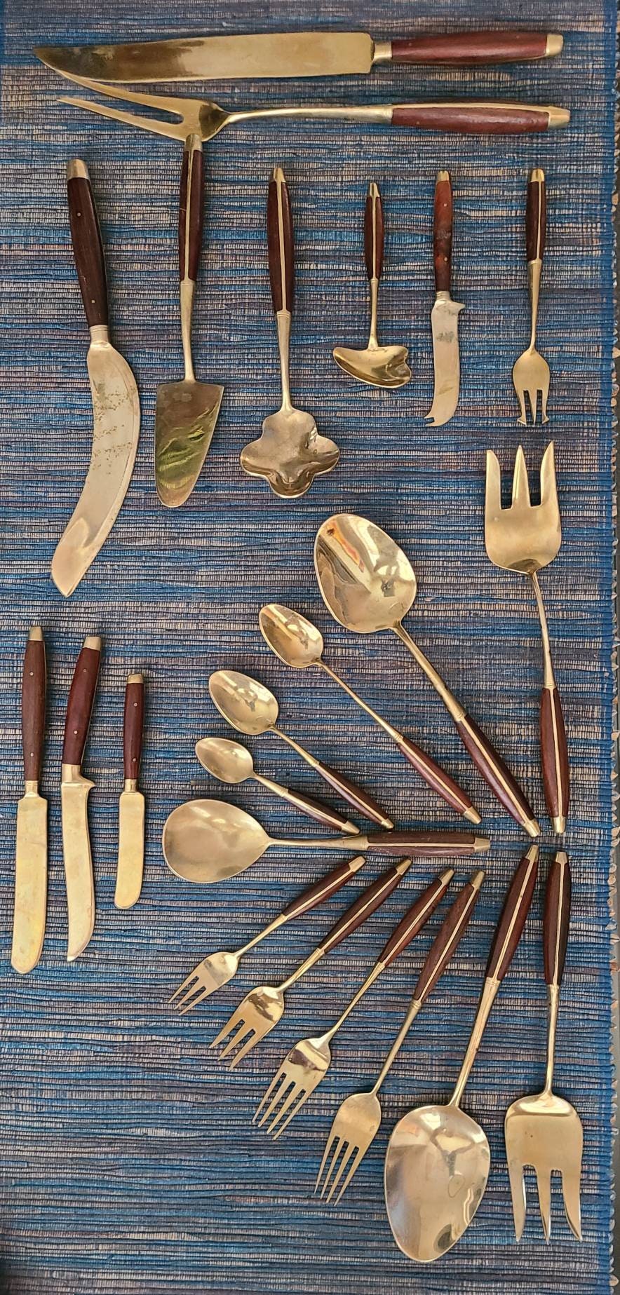 Thailand Brass Flatware Set Vintage Gold Tone Buddha Fork