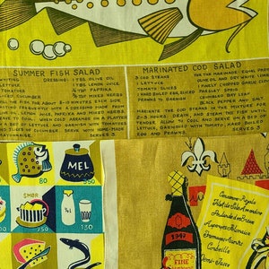 MCM Küche und Farben, Vintage Leinen Geschirrtücher, dänische KALORIE Tabel, FRANZÖSISCHE Menü, und Fischrezepte
