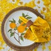 GLORIOUS Vintage Signed Vera Neumann Rectangular COTTON 80" x 60" Tablecloth, White & Splendid Sprays of Yellow Flowers