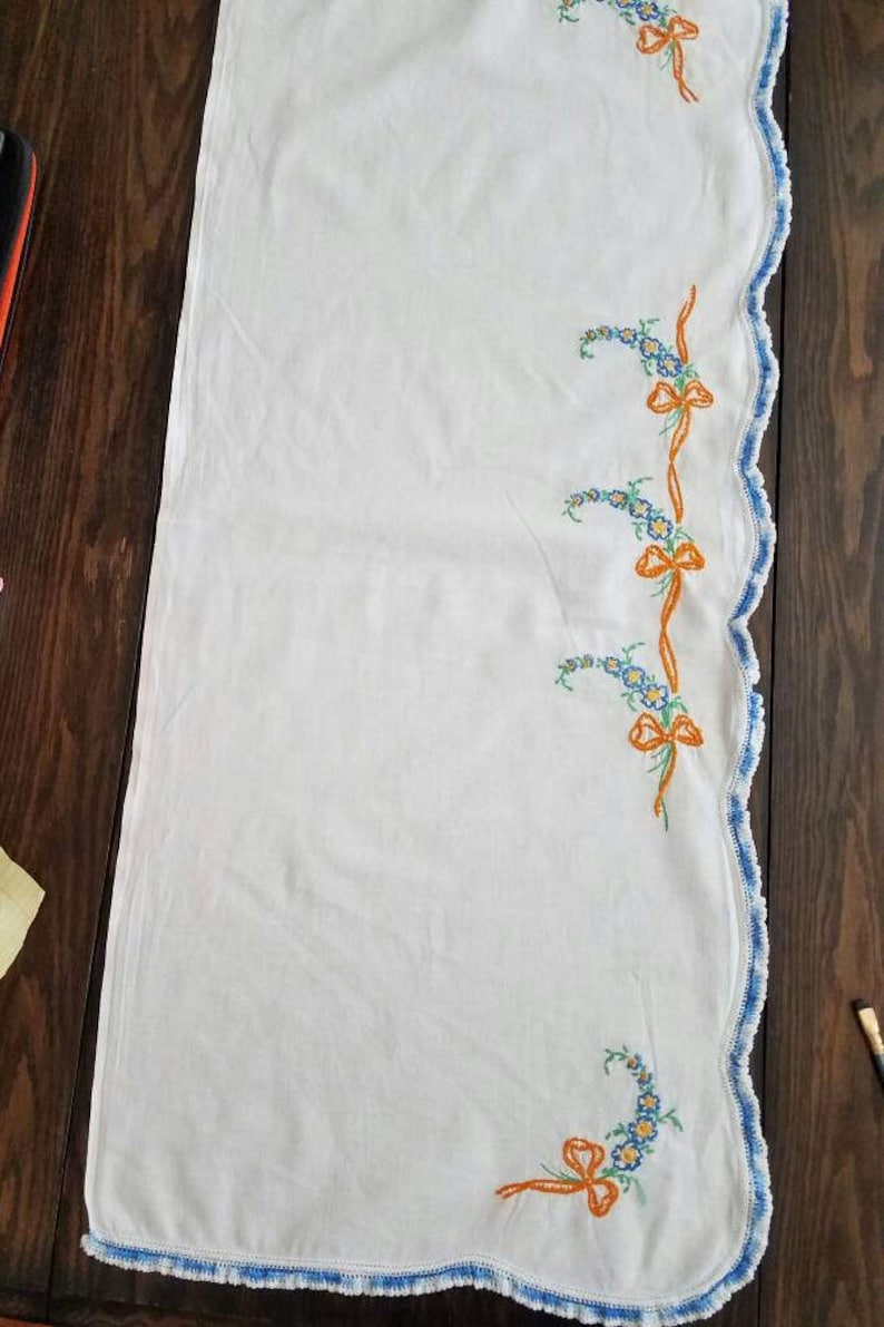 Vintage Hand Embroidered White Linen/cotton Flower Swags and Etsy