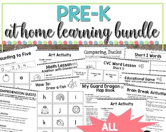 Pre-K At Home Learning Activities Bundle