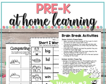 Pre-K At Home Learning Activities Week #3