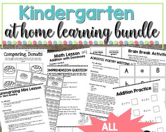 Kindergarten At Home Learning Activities Bundle