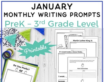 January Writing Prompts PreK-3rd Grades PRINTABLE