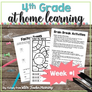 4th Grade At Home Learning Activities Week #1
