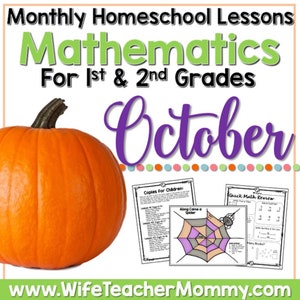 October Homeschool Lessons for 1st and 2nd Grades Math