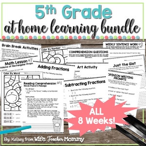 5th Grade At Home Learning Activities Bundle