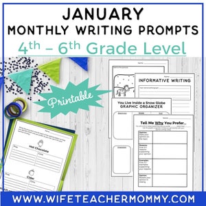 January Writing Prompts 4th-6th Grades PRINTABLE