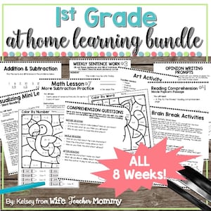 1st Grade At Home Learning Activities Bundle