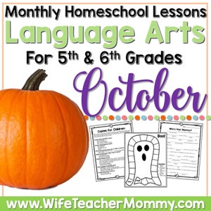 October Homeschool Lessons for 5th and 6th Grades Language Arts