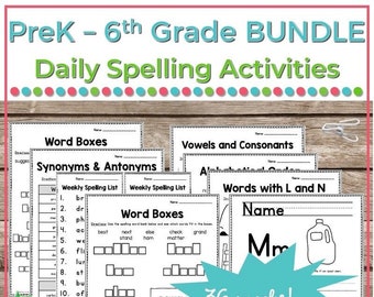 36 Weeks of Spelling for PreK-6th Grade