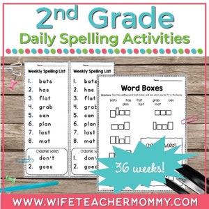 36 Weeks of Spelling for 2nd Grade