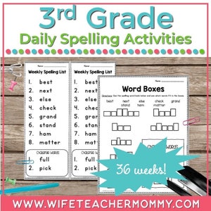 36 Weeks of Spelling for 3rd Grade