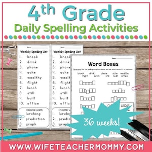 36 Weeks of Spelling for 4th Grade