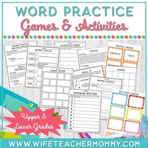 Spelling Word Games for Lower and Upper Grades