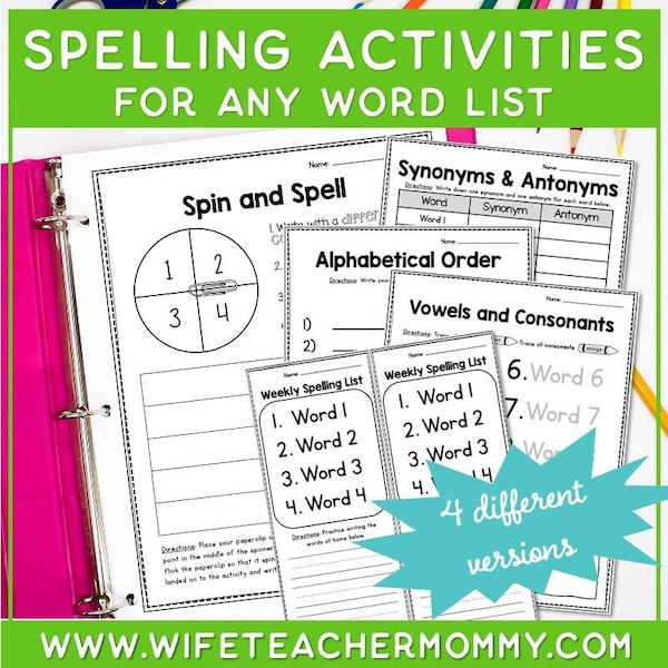 Spelling Games and Activities for Any Word List