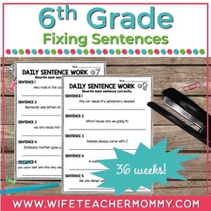 36 Weeks of Fixing Sentence for 6th Grade