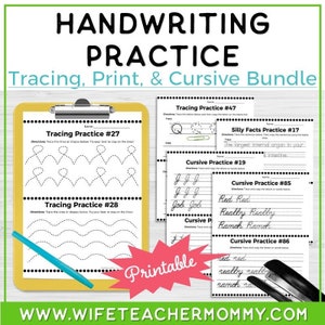 Handwriting Practice: Tracing, Print, and Cursive Bundle