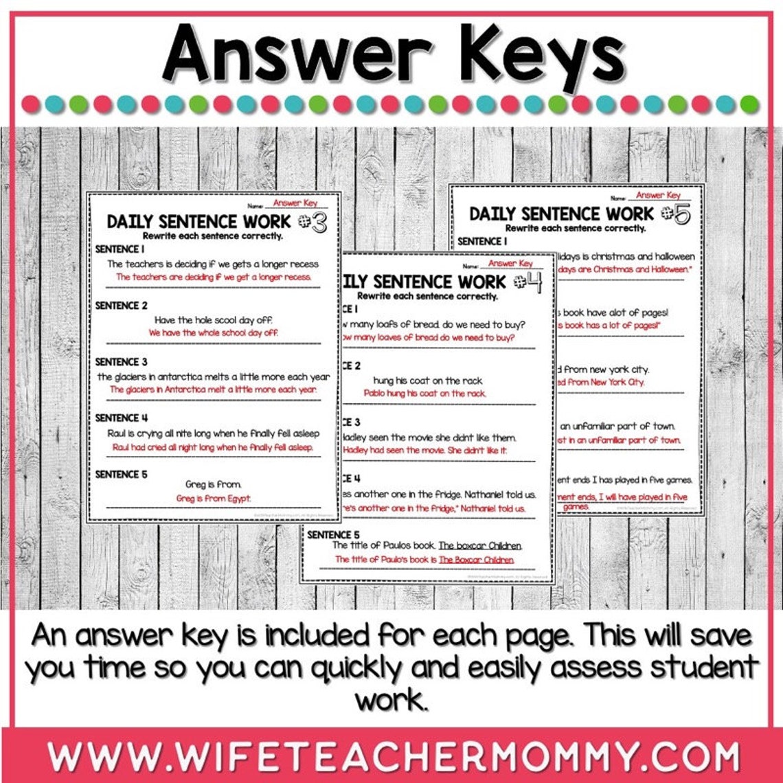 36 Weeks of Fixing Sentence for 6th Grade - Etsy