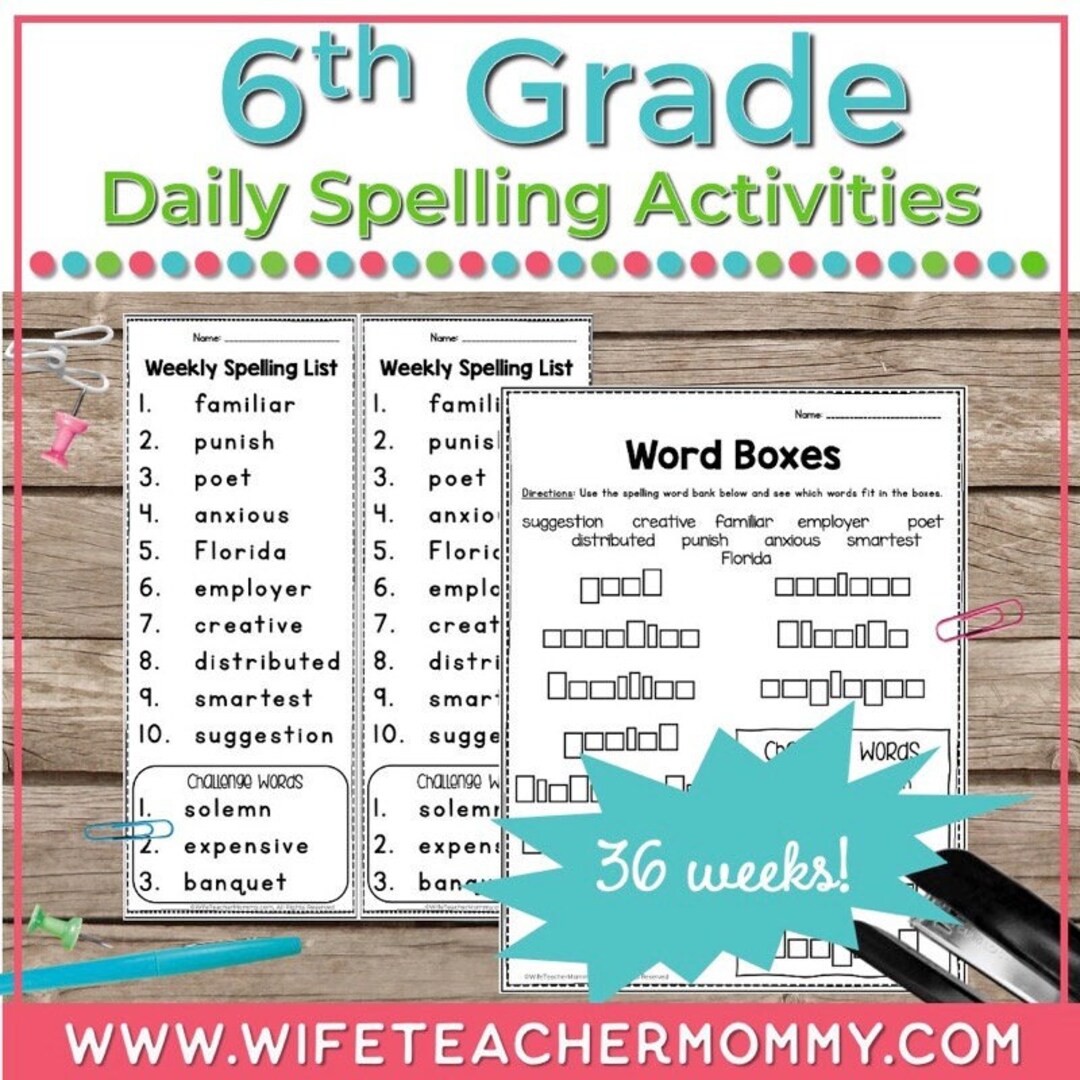 36 Weeks of Spelling for 6th Grade - Etsy
