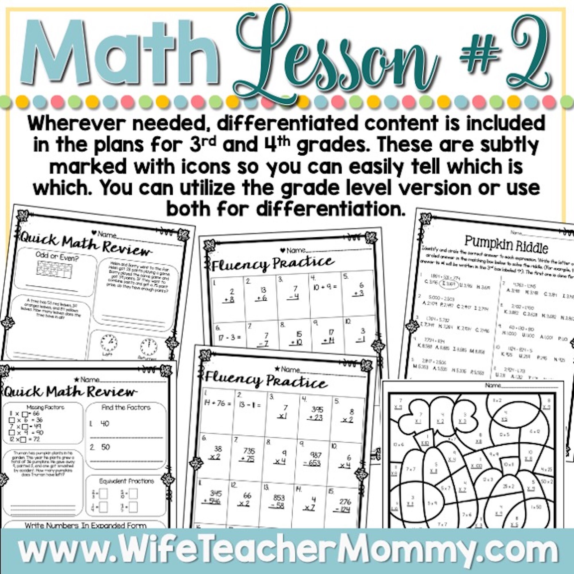 September Homeschool Lessons for 3rd and 4th Grades Math - Etsy