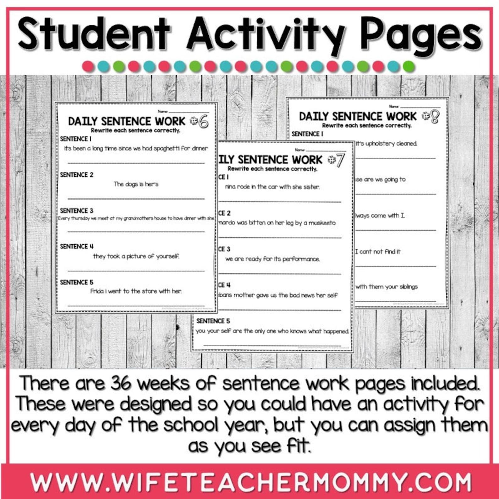 36 Weeks of Fixing Sentences & Phonemic Awareness for Prek - 6th Grades ...