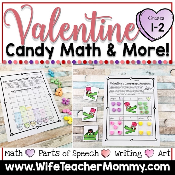 Valentine's Day Candy Heart Math & More for 1st and 2nd