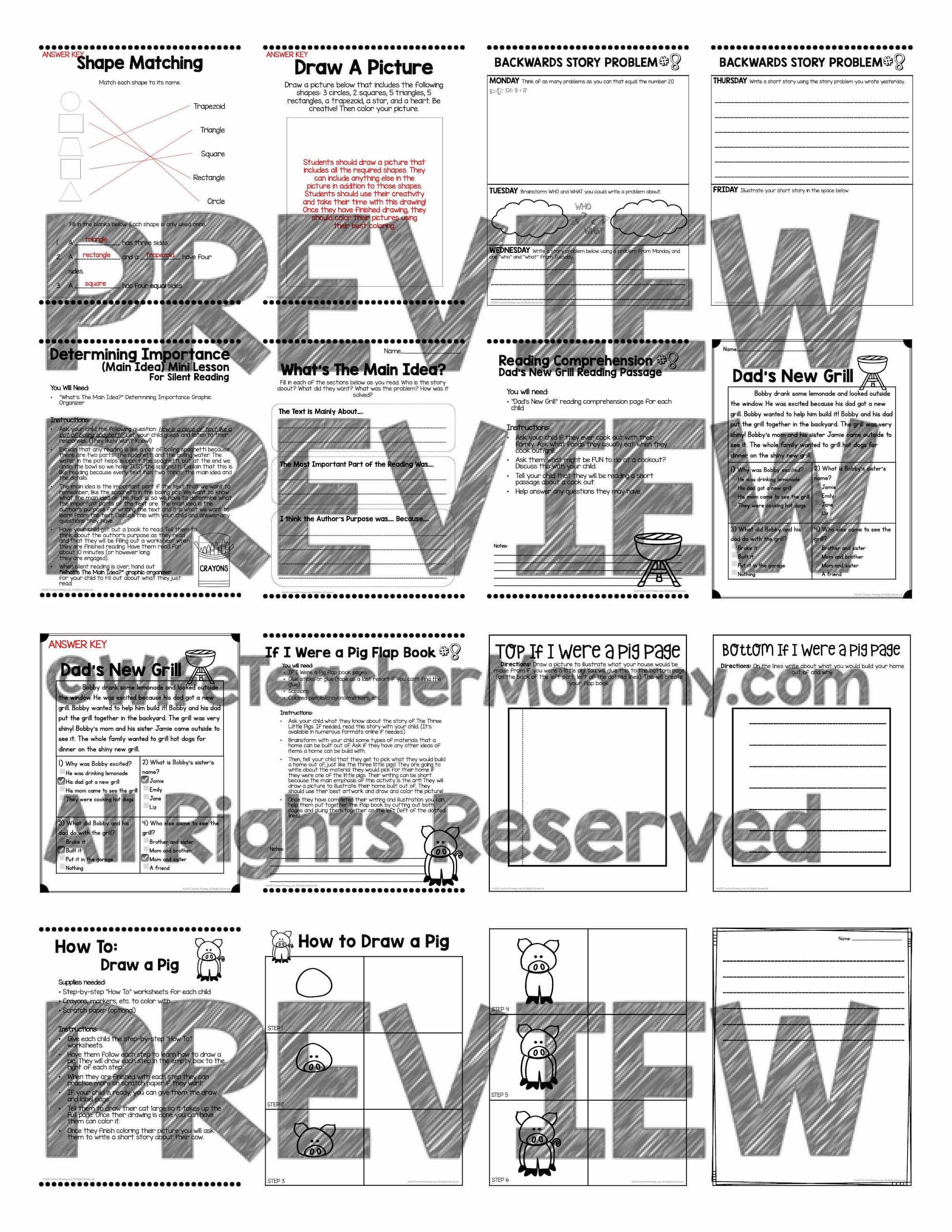 1st Grade At Home Learning Activities Week 8 | Etsy