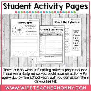 36 Weeks of Spelling for 4th Grade - Etsy