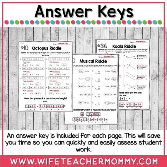 Plants math worksheets with riddles