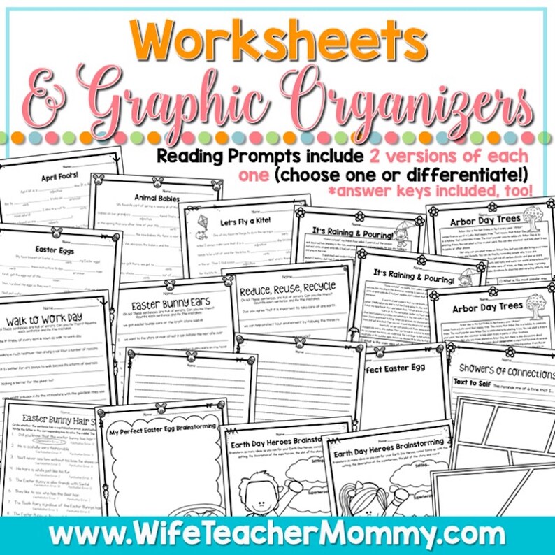 April Homeschool Lessons for 5th and 6th Grade Math /& Language Arts Mini Bundle