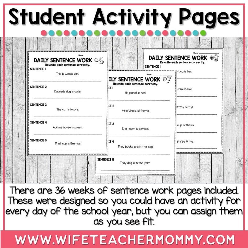 36 Weeks of Fixing Sentences for 1st Grade - Etsy