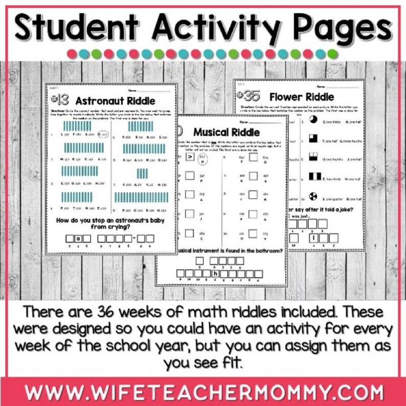 36 Weeks of Math Riddles for 2nd Grade - Etsy