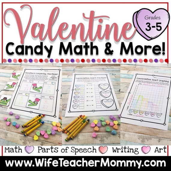 Valentine's Day Candy Heart Math & More for 3rd 4th and