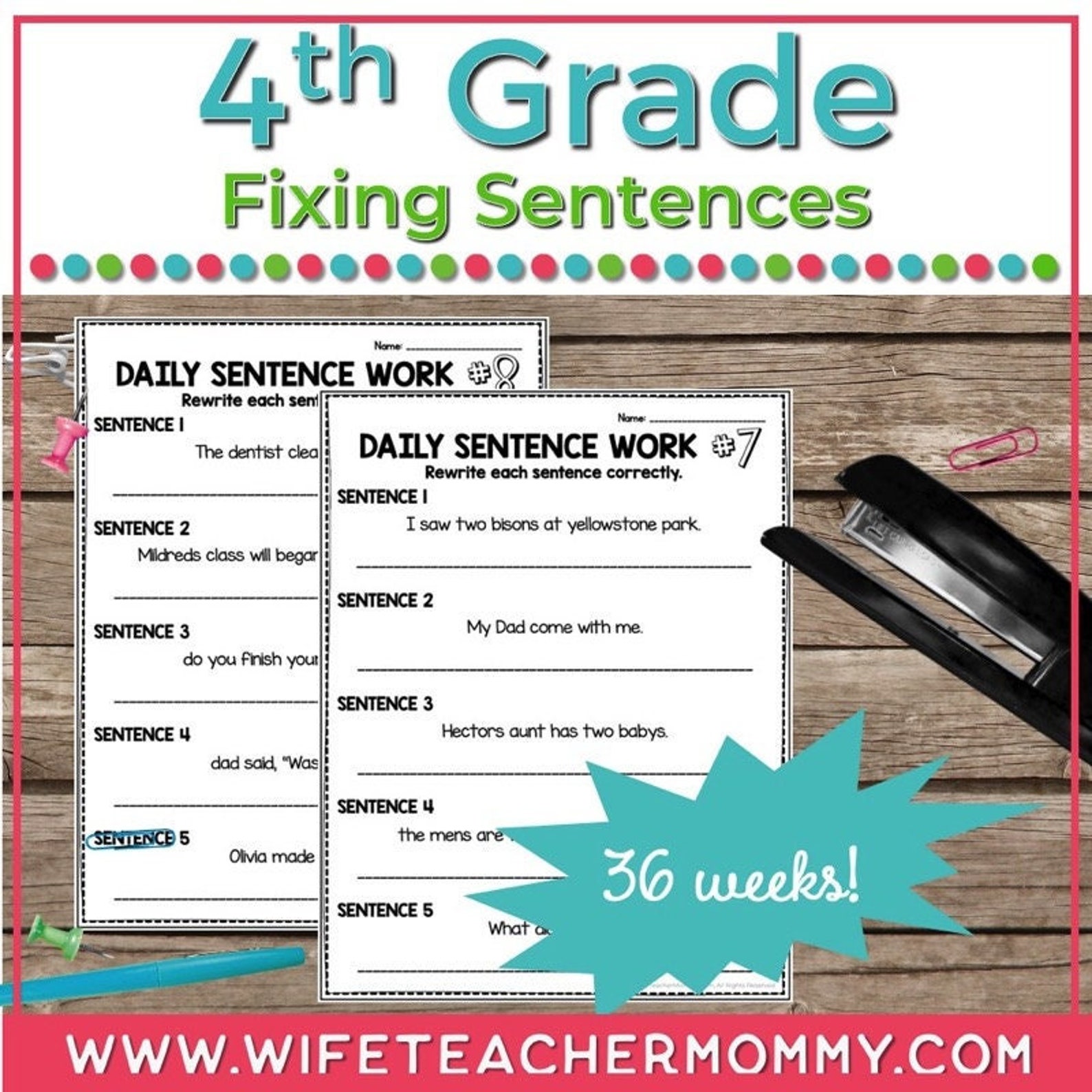 36 Weeks of Fixing Sentences for 4th Grade - Etsy
