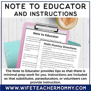 Math Fact Fluency: Addition &amp; Subtraction Facts PRINTABLE - Etsy