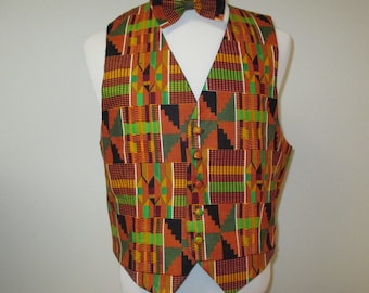 Vest African Print Covered Buttons