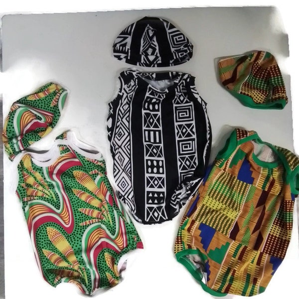 Onesies/Sleeveless /Matching Cap-African Print